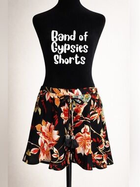 Band‎ of Gypsies Black Shorts with Red & Cream Floral pattern